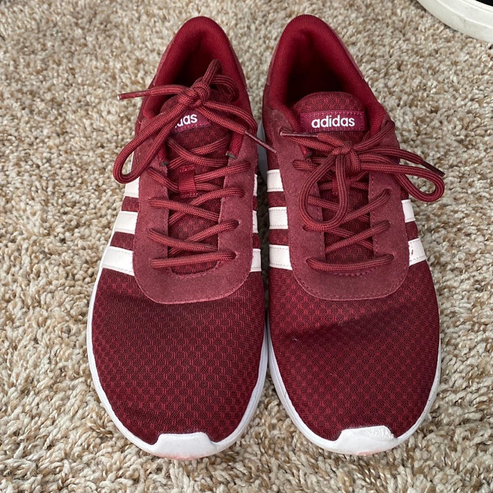 Burgundy adidas shoes